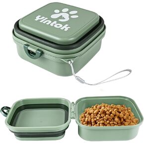 Large Travel Dog Bowls, Portable Dog Bowls 2 in 1, Upgrade Food and Water Bowl for Dogs and Cats, Collapsible Dog Bowls and Food Storage Ideal for Walking, Hiking, Traveling & Camping(Khaki)