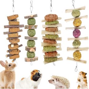 29PCS Bunny Chew Toys,Natural Timothy Hay Carrot Hamster Natural Treats and Chew Accessories for Rabbit Bunny Guinea Pig Hamster Gerbil and Other Small Animals Molar Snacks