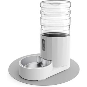 Pet Water Dispenser 4L with Placemat and Stainless Steel Bowl, Unplugged Automatic Gravity Water Dispenser, Easy to Clean, Safe for Pets in Kuwait
