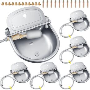 jinei 6 مجموعات سقي أوتوماتيكي للماشية التلقائي وعاء مياه الشرب الحيوان مع صمام تعويم الفولاذ المقاوم للصدأ حوض المياه الكلب موزع المياه للماشية خنزير الأغنام كلب أليف in Kuwait