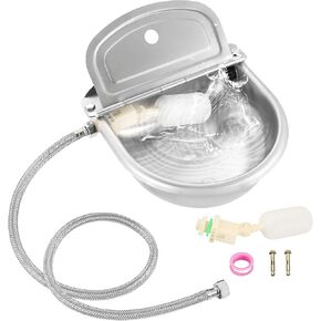 وعاء مياه الشرب للحيوانات من NATGAI، وعاء مياه أوتوماتيكي من الفولاذ المقاوم للصدأ، يتضمن وعاء وأنبوب وصمامين وشريط خام ومحول موصل سريع ومسامير غاطسة (مع فتحة تصريف) in Kuwait