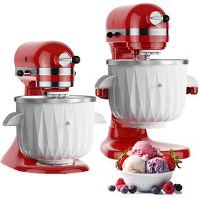 Ice Cream Maker Attachment for KitchenAid Stand Mixers, Ice Cream Bowl Suitable for 4.5QT and Larger KitchenAid Stand Mixers, 2 Quart Frozen Yogurt, Ice Cream, and Sorbet Gelato Maker by FGREEBLE