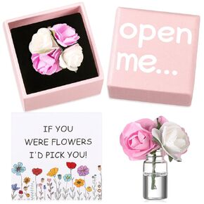Feekoon I Love You Gift with "If You Were Flower I'd Pick You" Card, Unique Open Me Boxed Gift Mini Handmade Flower Gift Boxed for Women Girlfriend Mom Mother Day Birthday Anniversary Holiday