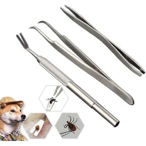 3 Pack Tick Remover Tool kit Stainless Steel Tick Remover Tweezers for Pets Dogs and Cats