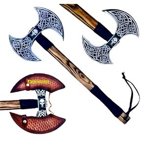 [Dark Warrior] "7.50 lbs"Handmade Double Headed axe Berserker Axe, Large Norse Axe, Hand Forged Steel Axe,Double Blade Axe, Forest Axes Hewing Axe Broad Axe Hunting Axe Dane Axe Viking Battle Axe