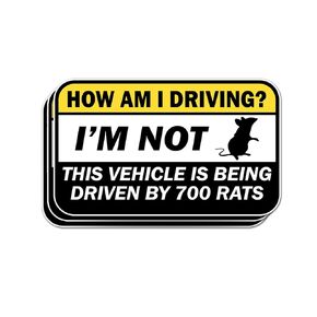 (6 Inches - 3PCS) How Am I Driving Sticker Funny Bumper Decal Im Not This Vehicle is Being Driven By 700 Rats Vinyl Die Cut Sticker Water-Resistand for Car Rear View Mirror Laptop Phone Water Bottle