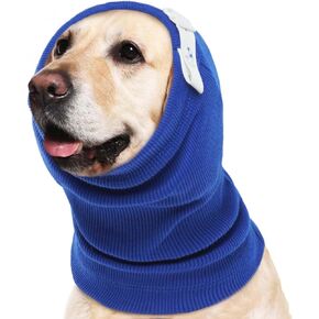 ROZKITCH Dog Calming Hoodie Dog Ears Cover, Ear Wrap for Dog Cat, Dog Ear Head Muff Protection Anxiety Relief Noise Canceling for Firework Pet Grooming Force Drying Ear Muff Dog Ear Protector Blue S
