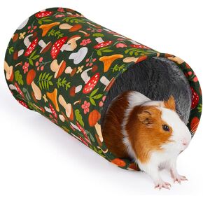 Glittme Guinea Pig Tunnel Machine Washable Guinea Pig Hideout Portable Rabbit Tunnel Soft Ferret Tunnel for Playing Resting Guinea Pig Accessories for Guinea Pig, Hedgehogs, Hamster,Mushrooms