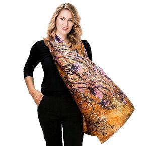 Large Silk Scarf, Fashion Deluxe Long Gold Shawl for Lady, Women Gift