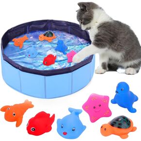 AIERSA Cat Pool with 2Pcs Swimming Robotic Fish Toy,Cat Water Toys Funny Interactive Cat Toy,Cat Toys for Bored Indoor Cats,Interactive Cat Toys for Indoor Cats to Self Play