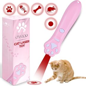 O'ANTOO Cat Toy - Dog Toy | Wall Image Projector | Indoor Interactive Cat Toy with 5 Different Designs | Ideal for Dog, Cat, Kitten, Puppy (White)