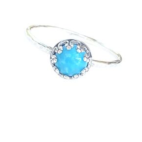 Sterling Silver Turquoise Gemstone Stacking Ring, Size 8, Elegant Blue Gift for Women, Mothers Day, Her, Mom, Prom Homecoming, Perfect Gift For December Birthdays, Turquoise Jewelry For Women