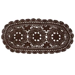 BIBITIME Handmade Crochet Beauiful Hollow 3 Flowers Lace Doilies Oval Tablecloth Placemat Wedding Room Table Desk Vase Mats Home Kitchen Placemats (10" x 22",Pack of 1 PC, Dark Purple)