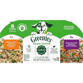 Greenies Smart Topper مزيج رطب عالي البروتين للكلاب ولحم البقر والبازلاء والجزر وصفة في مرق Vitabroth ™ - مرق العظام + الفيتامينات E و B1، حزمة من 10