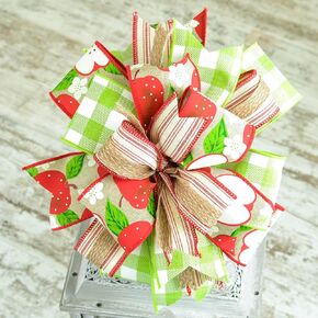 Teacher Gift Basket Bows, Apple Wreath Add On Bow (Red/White/Green), One Bow