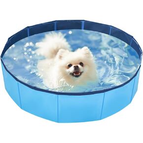 Neween Foldable Dog Pool, Collapsible Hard Plastic Dog Swimming Pool, Portable Bath Tub for Pets Dogs and Cats, Leakproof PVC Pet Wading Pool for Indoor and Outdoor, S - 32 x 8 Inches