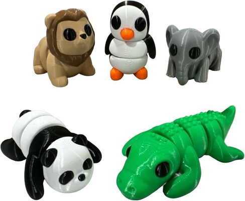 Mini 3D Printed Animals Collection - Unique Articulated Fidget 3D Printed Toys - Home Office Executive Desk Decor - Dolphin Octopus Shark Narwhal Sea Turtle (5 Pk, Ocean) in Saudi Arabia
