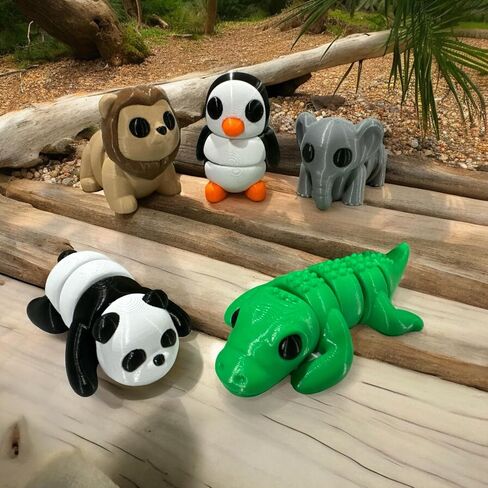 Mini 3D Printed Animals Collection - Unique Articulated Fidget 3D Printed Toys - Home Office Executive Desk Decor - Dolphin Octopus Shark Narwhal Sea Turtle (5 Pk, Ocean) in Saudi Arabia