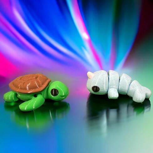 Mini 3D Printed Animals Collection - Unique Articulated Fidget 3D Printed Toys - Home Office Executive Desk Decor - Dolphin Octopus Shark Narwhal Sea Turtle (5 Pk, Ocean) in Saudi Arabia