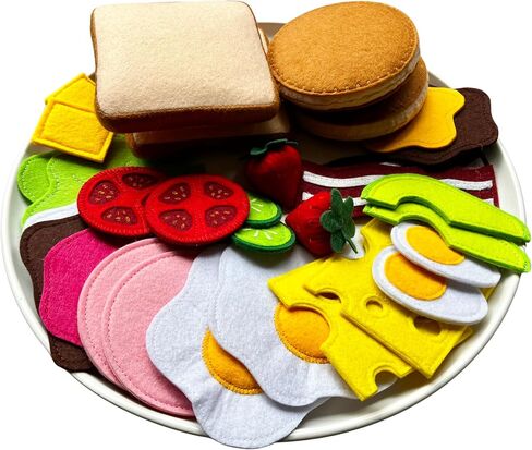Large Breakfast Set with Bread and Pancake/Handmade Felt Play Food for Kids/Pretend Play/Montessori Educational Kitchen Toys/Felt Toy Food for Toddlers and Kids in Saudi Arabia