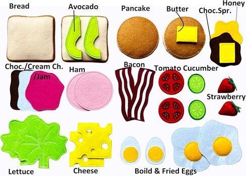 Large Breakfast Set with Bread and Pancake/Handmade Felt Play Food for Kids/Pretend Play/Montessori Educational Kitchen Toys/Felt Toy Food for Toddlers and Kids in Saudi Arabia