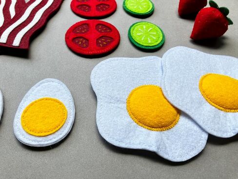 Large Breakfast Set with Bread and Pancake/Handmade Felt Play Food for Kids/Pretend Play/Montessori Educational Kitchen Toys/Felt Toy Food for Toddlers and Kids in Saudi Arabia