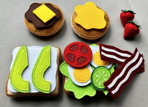 Large Breakfast Set with Bread and Pancake/Handmade Felt Play Food for Kids/Pretend Play/Montessori Educational Kitchen Toys/Felt Toy Food for Toddlers and Kids in Saudi Arabia