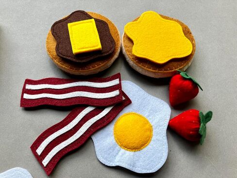 Large Breakfast Set with Bread and Pancake/Handmade Felt Play Food for Kids/Pretend Play/Montessori Educational Kitchen Toys/Felt Toy Food for Toddlers and Kids in Saudi Arabia