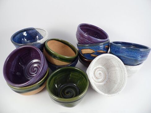Blue Shaving Bowl using hot wax resist design in Saudi Arabia