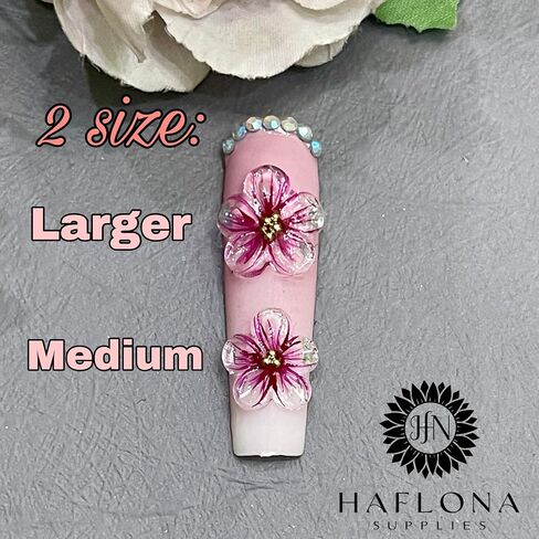 Set 10Pcs -Clear -Gel 3D -Flowers -Nails -Charms Plain No Rhinestone Gems Handmade by Gel, Design For Medium & Long Nail, 3D Flower Nail Art Floral Salon Decor For Women(Medium, ApricotBlossom Clear) in Saudi Arabia
