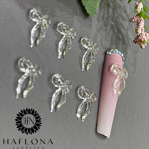 Set 10Pcs -Clear -Gel 3D -Flowers -Nails -Charms Plain No Rhinestone Gems Handmade by Gel, Design For Medium & Long Nail, 3D Flower Nail Art Floral Salon Decor For Women(Medium, ApricotBlossom Clear) in Saudi Arabia
