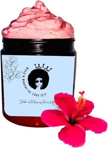 Chebe and Hibiscus Butter for Hair Growth, Loc In Moisture, Hair Thickening, Chebe, Hibiscus, Rosemary Hair Shea Butter, Promotes Hair Regrowth (8 oz, Vanilla Hair Butter) (no scent, 8 oz) in Saudi Arabia