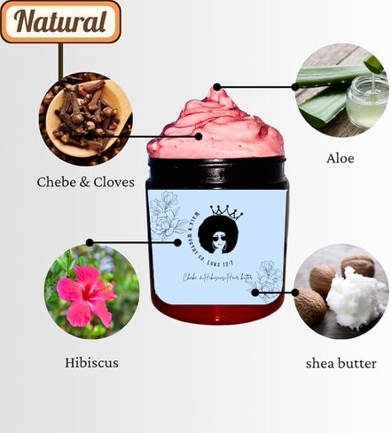 Chebe and Hibiscus Butter for Hair Growth, Loc In Moisture, Hair Thickening, Chebe, Hibiscus, Rosemary Hair Shea Butter, Promotes Hair Regrowth (8 oz, Vanilla Hair Butter) (no scent, 8 oz) in Saudi Arabia