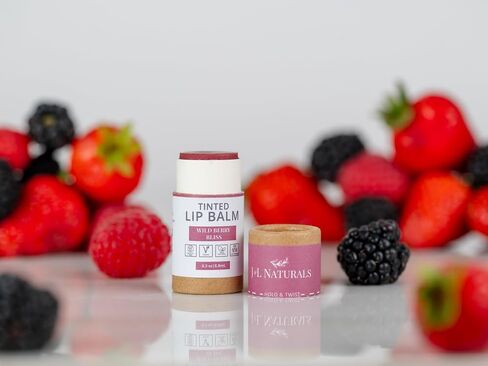 J&L Naturals Tinted Lip Balm | Vegan & Cruelty Free Lip Stain | Zero Waste Makeup | Plastic-Free, Hydrating & Moisturizing Lip Tint | Made in US (Single (1-Pack), Wild Berry Bliss) in Kuwait