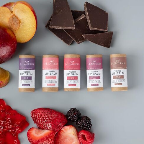 J&L Naturals Tinted Lip Balm | Vegan & Cruelty Free Lip Stain | Zero Waste Makeup | Plastic-Free, Hydrating & Moisturizing Lip Tint | Made in US (Single (1-Pack), Wild Berry Bliss) in Kuwait