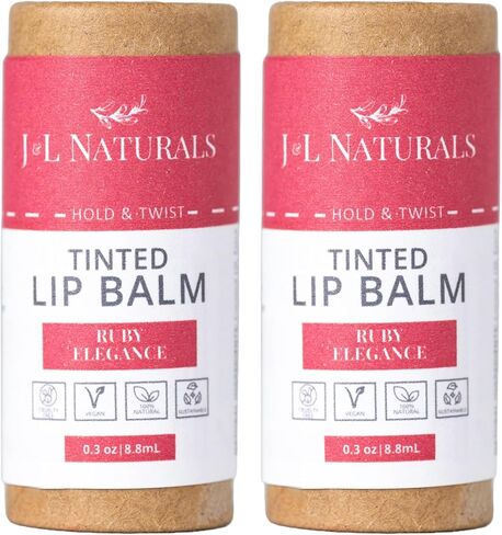 J&L Naturals Tinted Lip Balm | Vegan & Cruelty Free Lip Stain | Zero Waste Makeup | Plastic-Free, Hydrating & Moisturizing Lip Tint | Made in US (Single (1-Pack), Wild Berry Bliss) in Kuwait