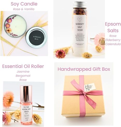 Ardmore & Co. Mom Gift Set with Relaxing Epsom Salt Bath Soak and Calming Essential Oils- Aromatherapy Gifts for Women - Handmade Gifts in California, USA (Gift Box- I Love You) in Saudi Arabia