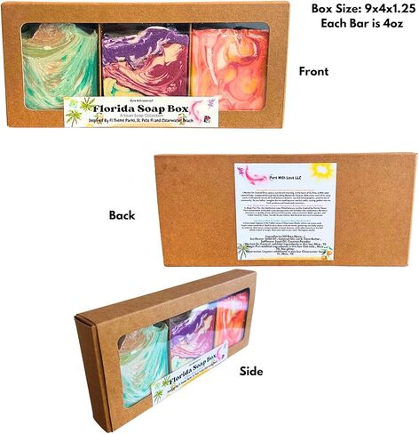 Florida Soap Box - Soap Handmade in Florida Assorted 3 Pack Bar Set Gift For Everyone - Florida Orange Scented All Natural, Sunshine Inspired, Soap Sand Exfoliating Bar in Saudi Arabia