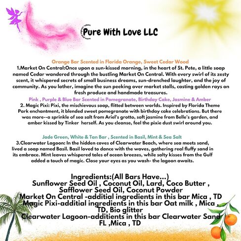 Florida Soap Box - Soap Handmade in Florida Assorted 3 Pack Bar Set Gift For Everyone - Florida Orange Scented All Natural, Sunshine Inspired, Soap Sand Exfoliating Bar in Saudi Arabia