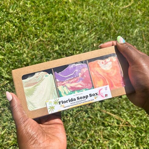 Florida Soap Box - Soap Handmade in Florida Assorted 3 Pack Bar Set Gift For Everyone - Florida Orange Scented All Natural, Sunshine Inspired, Soap Sand Exfoliating Bar in Saudi Arabia
