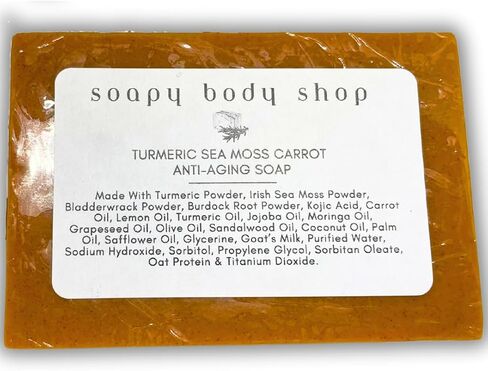 Turmeric Sea Moss Carrot Soap Bar, Kojic Acid Soap Bar Dark Spots, Brightening & Anti-Aging Soap, Bladderwrack & Burdock Root, Irish Sea Moss Soap Bar, Brightening Soap, Kojic Acid Soap (1 Pack) in Saudi Arabia