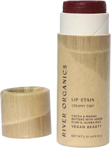 Organic Lip Stain | Vegan + Cruelty Free | Long Lasting, Toxic Free | 2 Colors "Fig" or "Pomegranate, .30 oz (Pomegranate), River Organics Zero Waste Makeup in Saudi Arabia