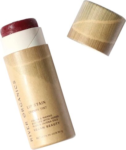 Organic Lip Stain | Vegan + Cruelty Free | Long Lasting, Toxic Free | 2 Colors "Fig" or "Pomegranate, .30 oz (Pomegranate), River Organics Zero Waste Makeup in Saudi Arabia
