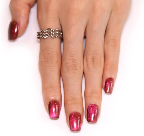 Handmade sparkling press-on nail（10pcs）. (Rose red(L)) in Saudi Arabia