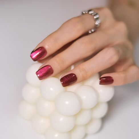 Handmade sparkling press-on nail（10pcs）. (Rose red(L)) in Saudi Arabia