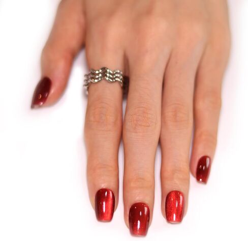 Handmade sparkling press-on nail（10pcs）. (Rose red(L)) in Saudi Arabia