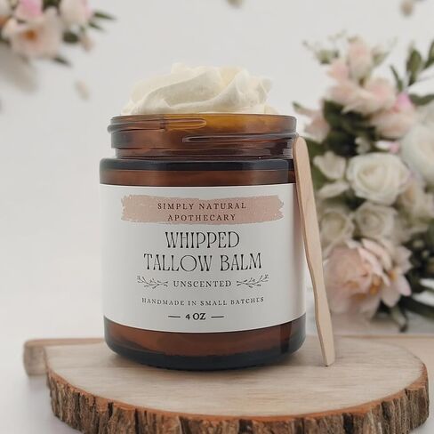 Beef Tallow for Skin - Beef Tallow Balm - Whipped & Handmade Moisturizing Face and Body Cream/Butter -Sensitive & Dry Skin - Grass Fed Cows - Frankincense Essential Oil in Saudi Arabia