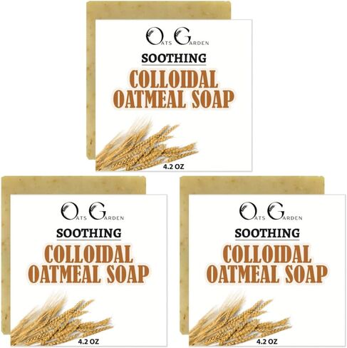 Colloidal Oatmeal Bar Soap - 3 Pack (4.2 oz each) - Natural, Fragrance-Free Relief for Eczema & Psoriasis -Oats Garden in Saudi Arabia