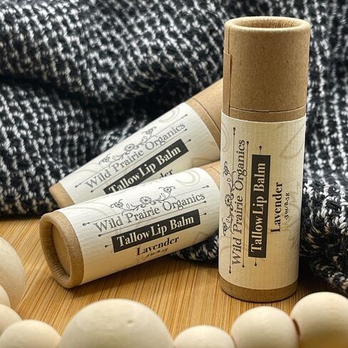 Organic Tallow Solid Lip Balm Moisturizer - Natural and Clean Lip Care that’s Hydrating and Soothing - Large .3 Fluid Ounce Recyclable Cardboard Tube - Untinted (Peppermint) in Saudi Arabia