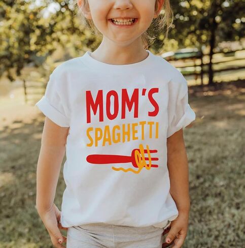 Funny Retro Mom's Spaghetti Baby Bodysuit Cute Hand Drawn Meatball Kawaii Romper Italian Kids Hippie Foodie Tee (0-6 Months, Cute Print-Short Sleeve Bodysuit) in Saudi Arabia